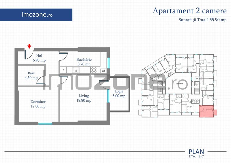 Militari Apartament de 2 camere, 56 mp, bucatarie inchisa, bloc nou- Str Preciziei
